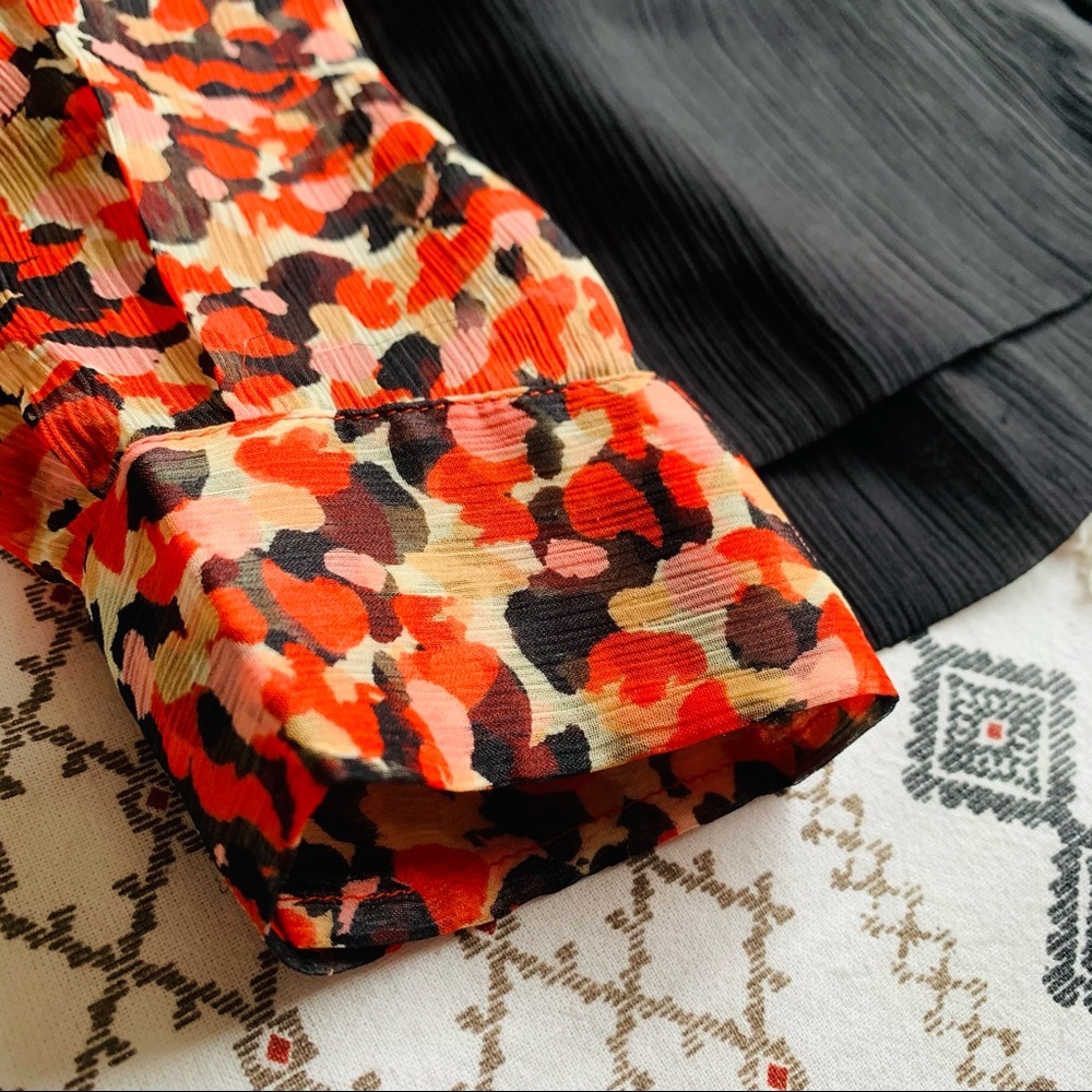 French Connection Red/Black Button-Down Sheer - image 8